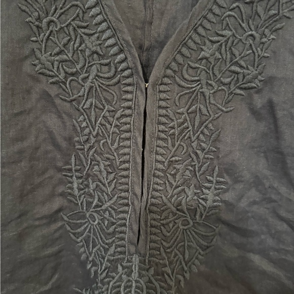 Chelsea & Theodore Navy 100% Linen Embroidered Shift Dress - S - Picture 4 of 5